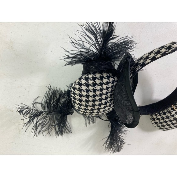 Houndstooth Mickey Ears Black White Disney Parks Stylish Classic Hat Cap DAMAGED - Picture 10 of 10